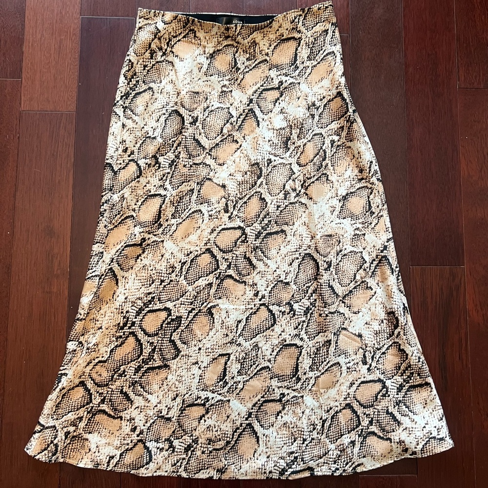 Leopard Satin Aqua Skirt
